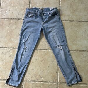 Guess Light Blue Cropped Distressed Jeans